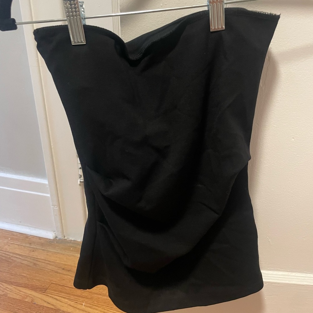 Zara black strapless peplum top